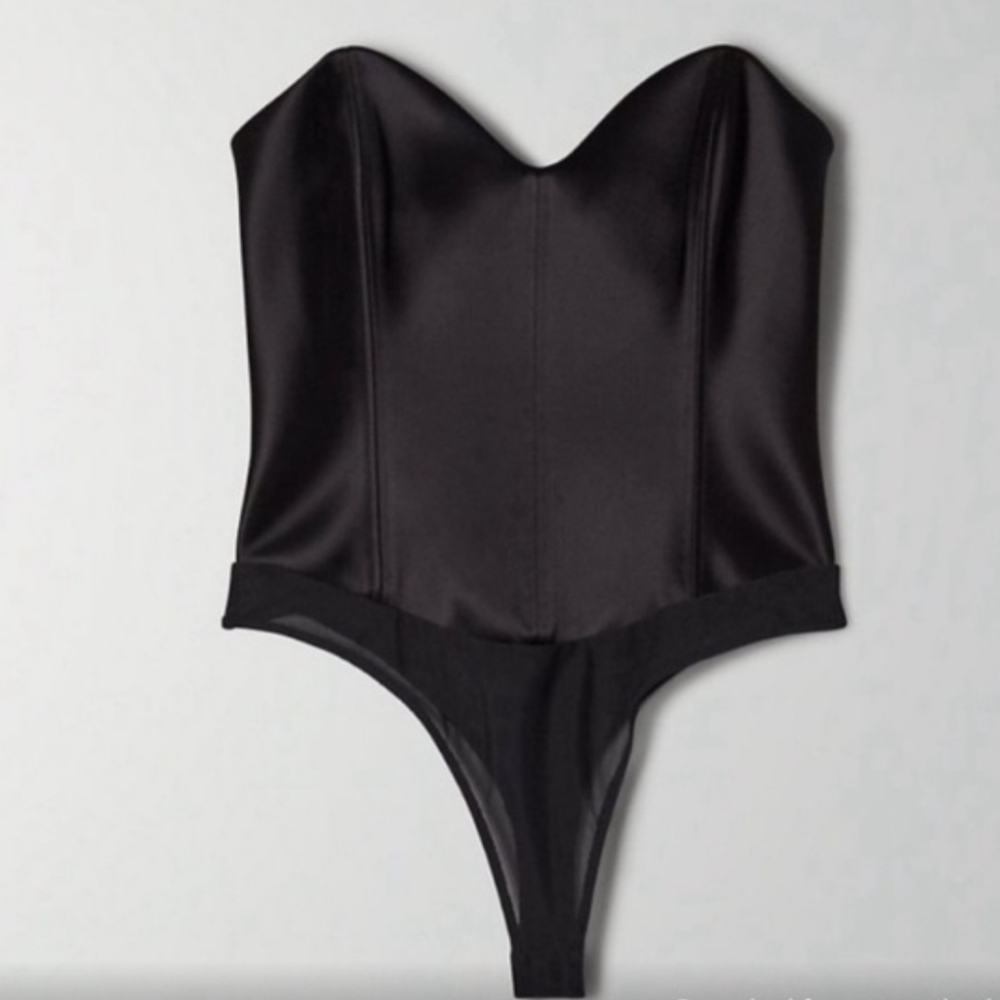 NWT Babaton Black Satin Blaze Bodysuit Aritzia